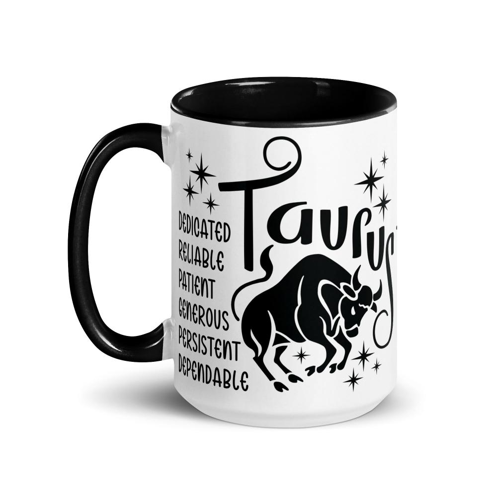 Taurus Zodiac Positive Traits 15 oz Mug with Black Handle - https://ascensionemporium.net